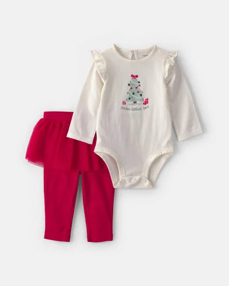 Traje manga larga Santa's Littlest Love conjunto de pantalones de tutú