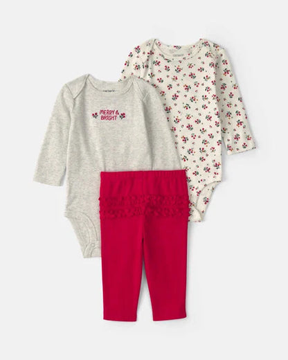 Set Floral de manga larga de 3 piezas