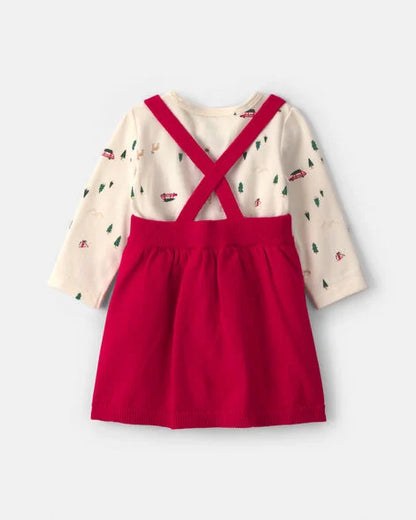 Conjunto de vestido y suéter manga larga
