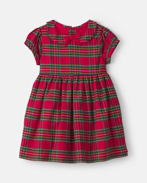 Vestido de manga corta a cuadros
